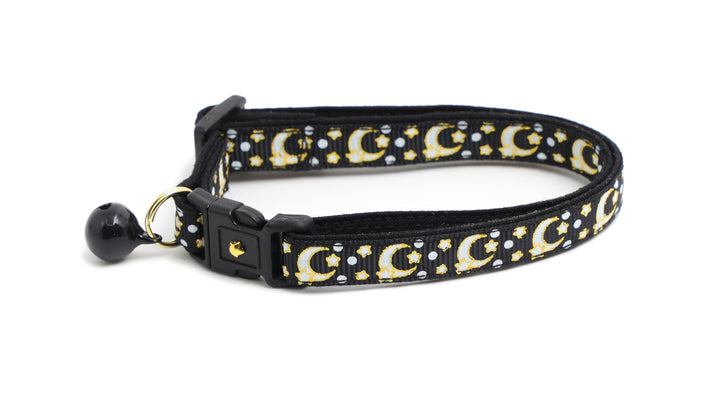 Gold Moons and Stars on Black V2 Cat Collar